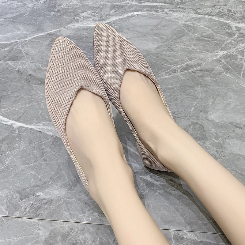 Women's flats 2023 summer light and comfortable ballet flats women's breathable flats ballet shoes casual pointed toe boat shoes
