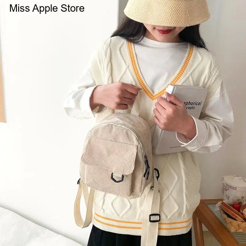 

Школьные сумки для книг, дорожные рюкзаки, Модный женский мини-рюкзак, однотонные вельветовые маленькие рюкзаки, простые повседневные