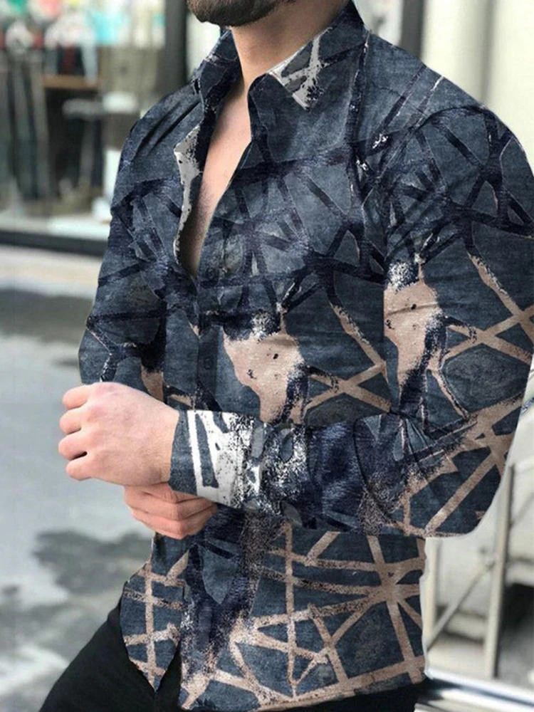 

Рубашка мужская приталенная с отложным воротником и длинным рукавом, осень