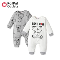 patpat 2 pack overalls baby boy clothes new born koala print jumpsuits infant newborn romper babies long sleeve cartoon set