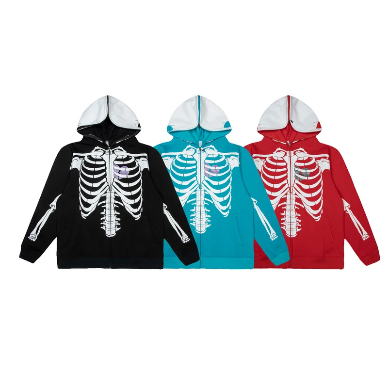 

Oversize Skulls Skeleton Printed Pullover Men Kapital Zipper Jacket Hoodie
