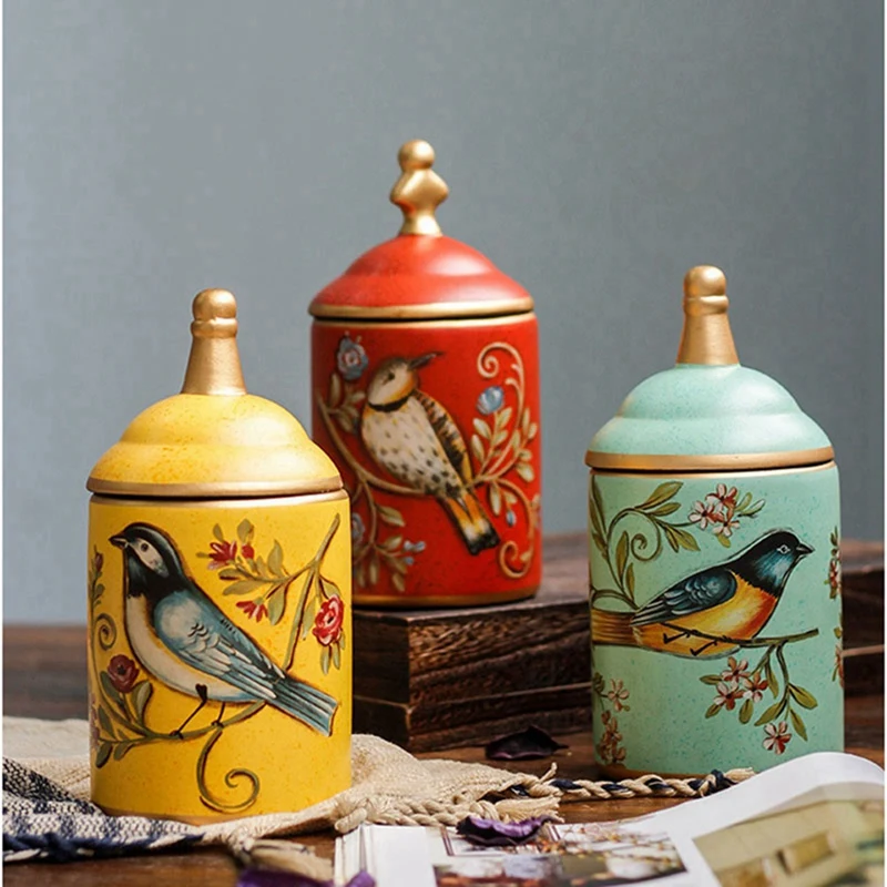 

Ceramic Tea Caddy Kitchen Canister Jars Storage Bottles Retro Tea Candy Tin Sugar Pot Organizer Storage Jar Cans Decor