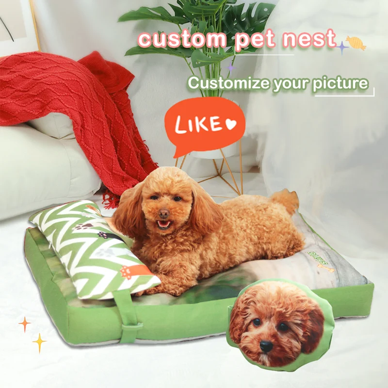 Customized Pet Dog Bed Warm Sleeping Cat Nest Canvas  Dog Kennel For Dogs Cushion Cat Bed Cartoon Pictures Cat Mat Animals House