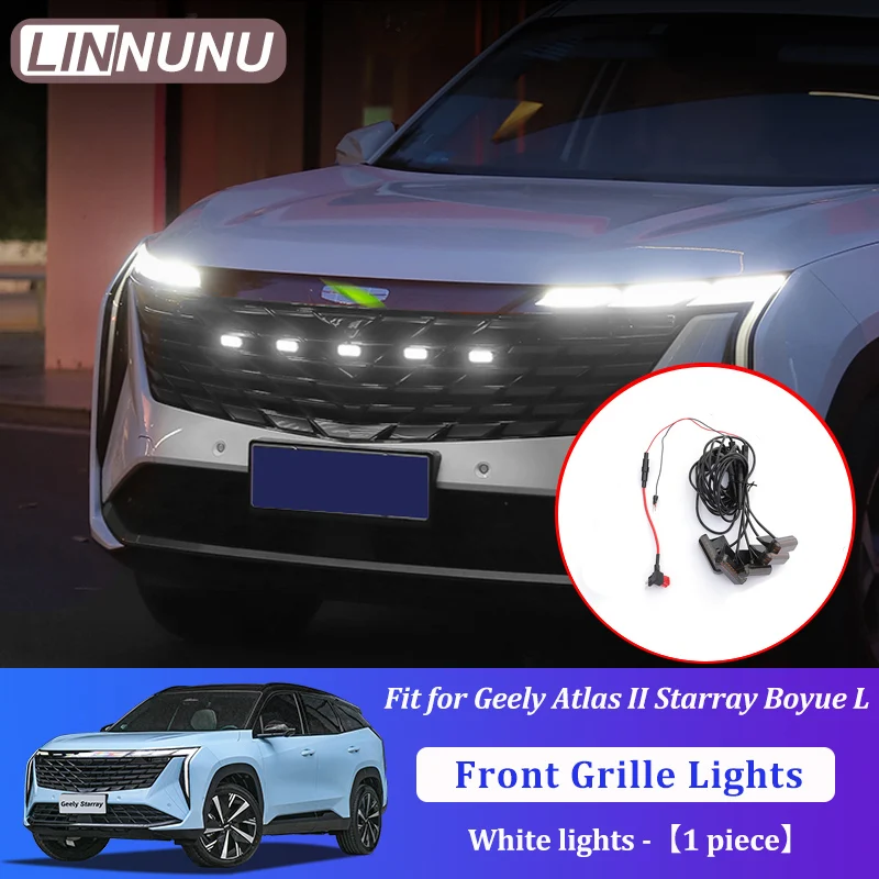 

LINNUNU для Geely Atlas II Starray, передняя решетка автомобиля, светодиодные дневные ходовые огни, передняя лицевая решетка, аксессуары Boyue L