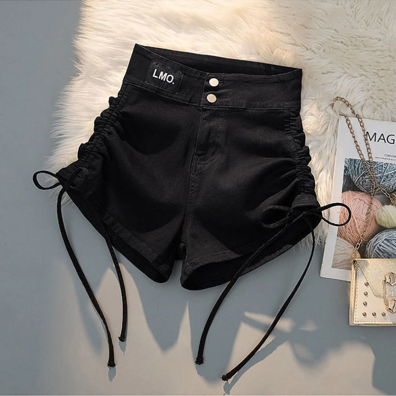 Shorts women's 2023 summer new Korean version design sense thin elastic high Fanny pack hip A-word hot pants