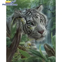 photocustom picture by number tiger kits handpainted diy frame painting by number animals drawing on canvas for adults home deco