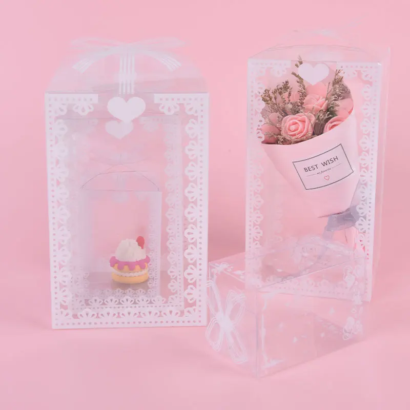 

5Pcs Clear Gift Box Plastic PVC Clear Packaging Boxes for Wedding Birthday Baby Shower Party Festival Food Packaging Scrub Box