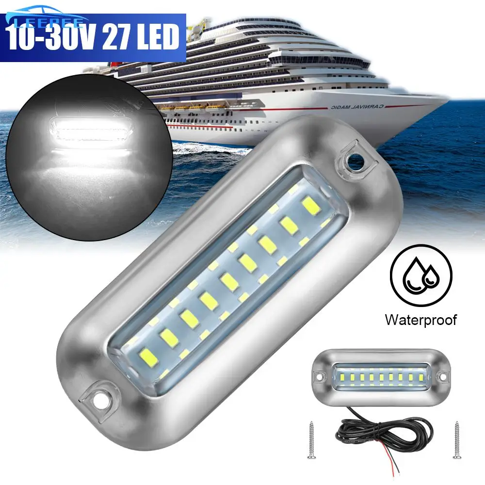 

Подводный Понтонный фонарь для лодки, подводная лампа из нержавеющей стали для яхты, 27 светодиодов, 10-30 в