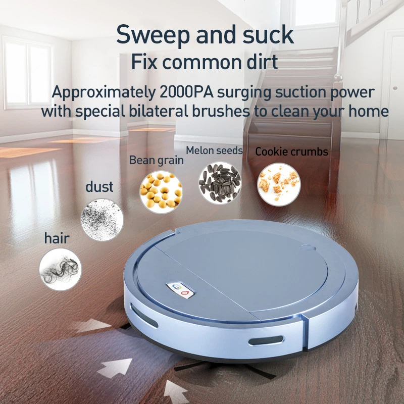 

Robot Vacuum Cleaner Sweep and Wet Mopping Floors&amp Carpet Run Auto Navigation Recharge Wet And Dry Mute Cleaning Tool
