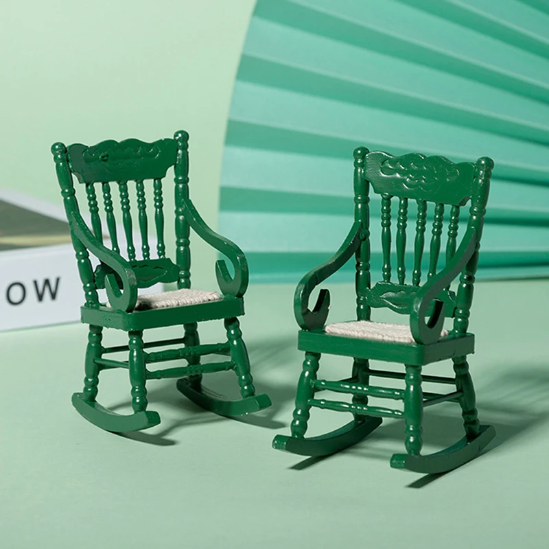 

1/12 миниатюрный зеленый кукольный домик, деревянное кресло, мебель для детской комнаты, игрушки, украшение для кукольного дома, аксессуары