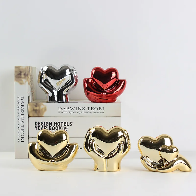 Золотистые и Серебристые керамические украшения на День святого Валентина жесты