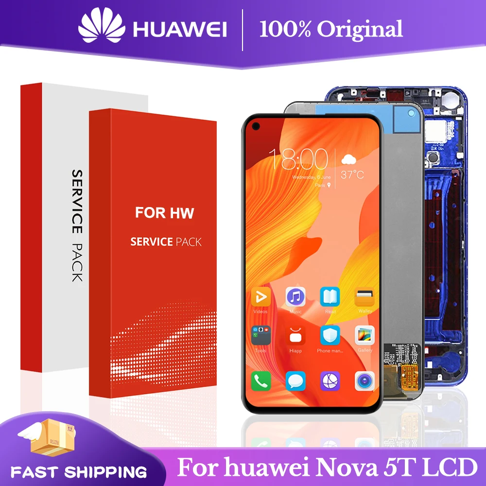 Оригинальный дисплей 6,26 дюйма с рамкой для замены для Huawei Nova 5T, ЖК-дисплей с сенсорным экраном и дигитайзером в сборе, Φ L61A L61D L71A, ЖК
