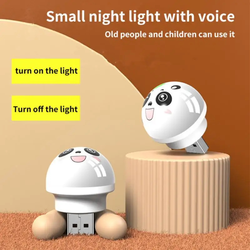 

Portable Cute Night Light USB Round Panda Expression Pattern Lamp Bedroom Children Gift Decoration Desk Lamps Indoor Lighting