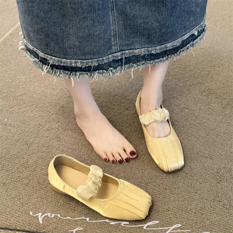 Балетки женские с квадратным носком удобные туфли Мэри Джейн плоская подошва