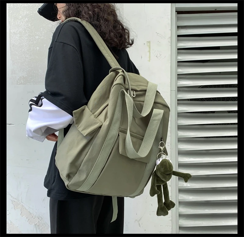 

New Solid Color Backpack Women'S Waterproof Nylon Backpack Simple School Bag for Teenage Girl Shoulder Travel School Backpack