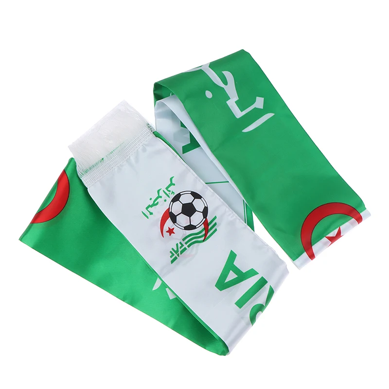 Фото 12*145 см флаг Алжира шарф на заказ шарфы футбольной команды атласный баннер с