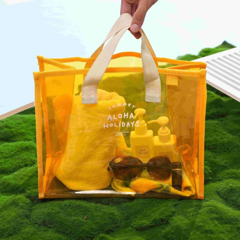 

Прозрачная Водонепроницаемая женская сумка-тоут из ПВХ, повседневный многоразовый Вместительный Мешок для покупок, пляжные сумки для плавания
