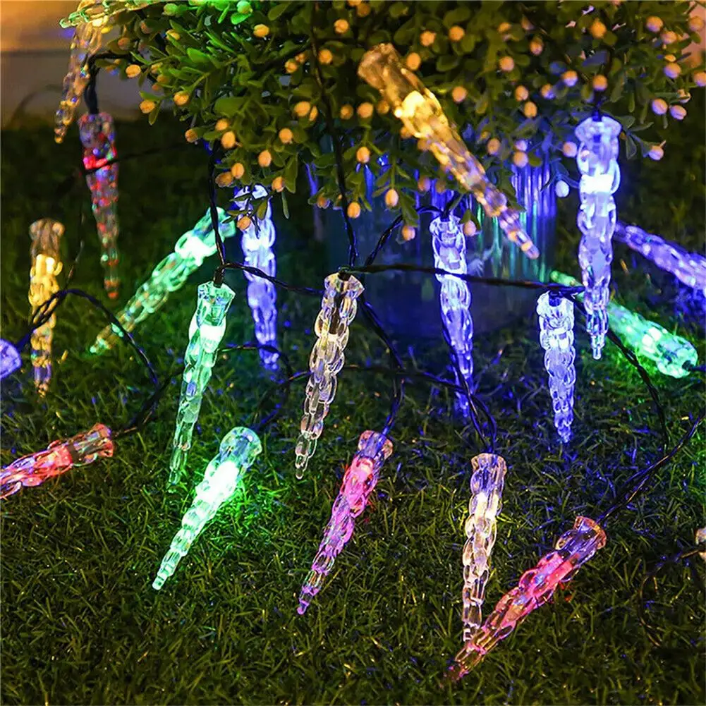 

30led 20ft 6.5M Solar Icicle String Lights With Solar Panel 8 Modes Ice Cone Decorative Lamp For Patio Garden Yard Christmas
