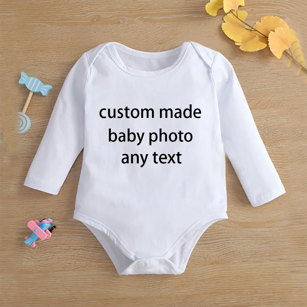 Индивидуальное фото имя Новорожденный ребенок боди для маленьких девочек