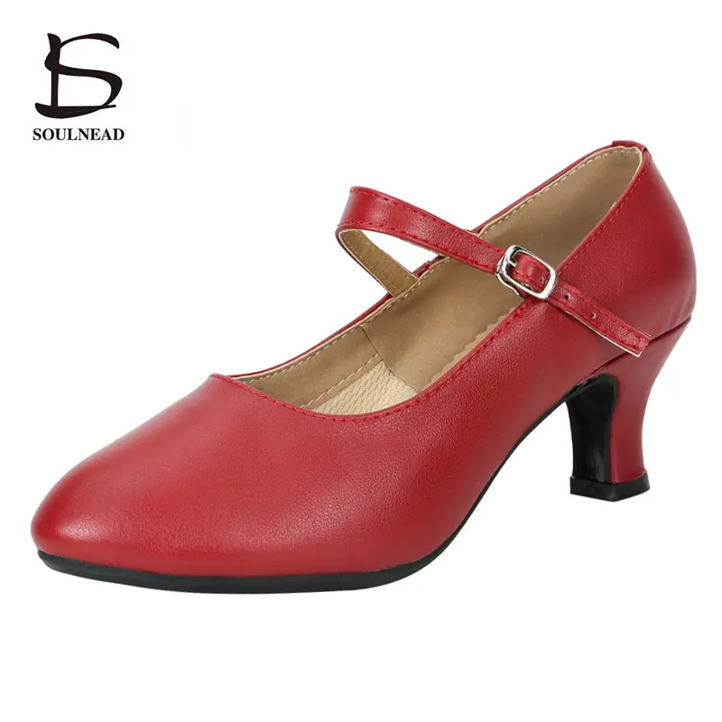Latin Dance Shoes Women Salsa Dance Shoes Genuine Leather Heels 3cm 5cm Red Party Ballroom Tango Woman Dancing Shoes Size 33-42