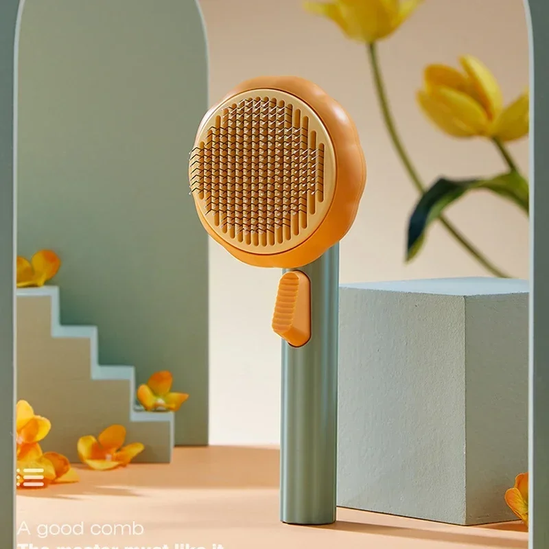 Щетка для домашних питомцев с тыквой самоочищающаяся расческа вычесывания собак