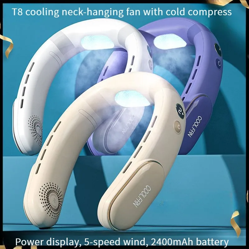 

SummerHanging Nec Portable USB Neck Fan with Semiconductor Cooling and Ice Pad, 4000mAh Battery for Outdoor Use