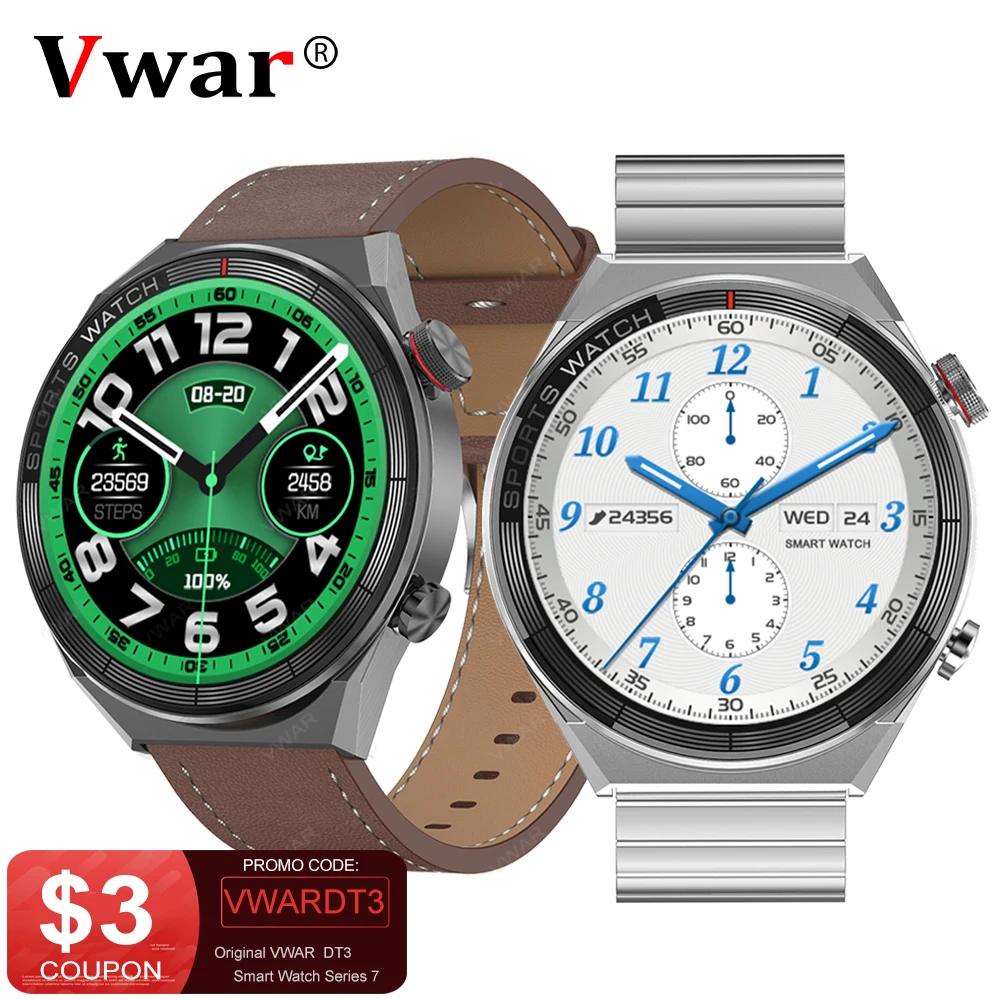 VWAR DT3 Mate Smart Watch Men 1.5 Inch HD Screen NFC Smartwatch Wireless Charging Bluetooth Call GPS Tracker Fitness Bracelet