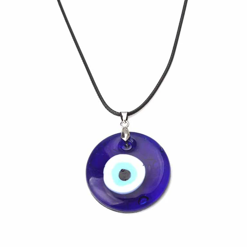 

Exquisite Blue Glass Evil Eye Round Pendants Necklace Fashion Men Women Charms Necklace Accessories Creative Party Jewelry Gift