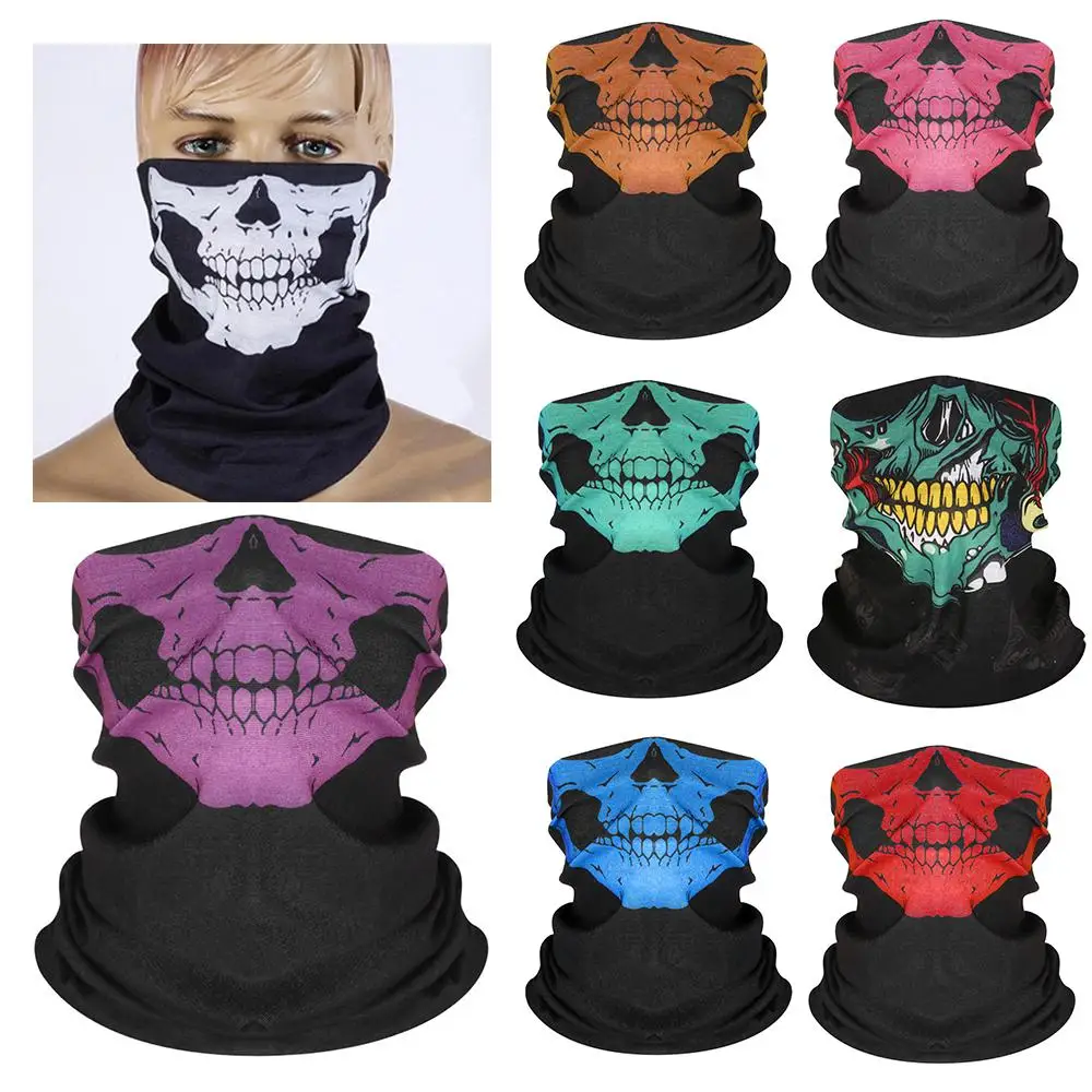 

Fashion Skull Bandana Cotton 3D Skull Skeleton Balaclava Seamless Motorcycle Neck Face Shield Mask Scarf Headband For Women Men