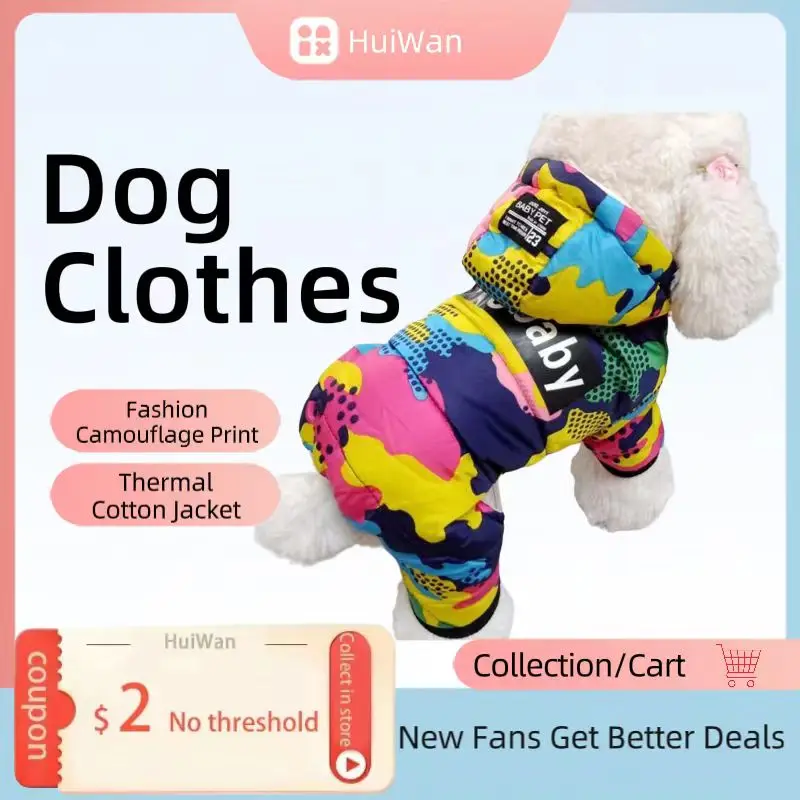 

Winter Pet Puppy Dog Clothes Fashion Camo Printed Small Dog Coat Warm Cotton Jacket Pet Outfits Ski Suit for Dogs Cats Costume