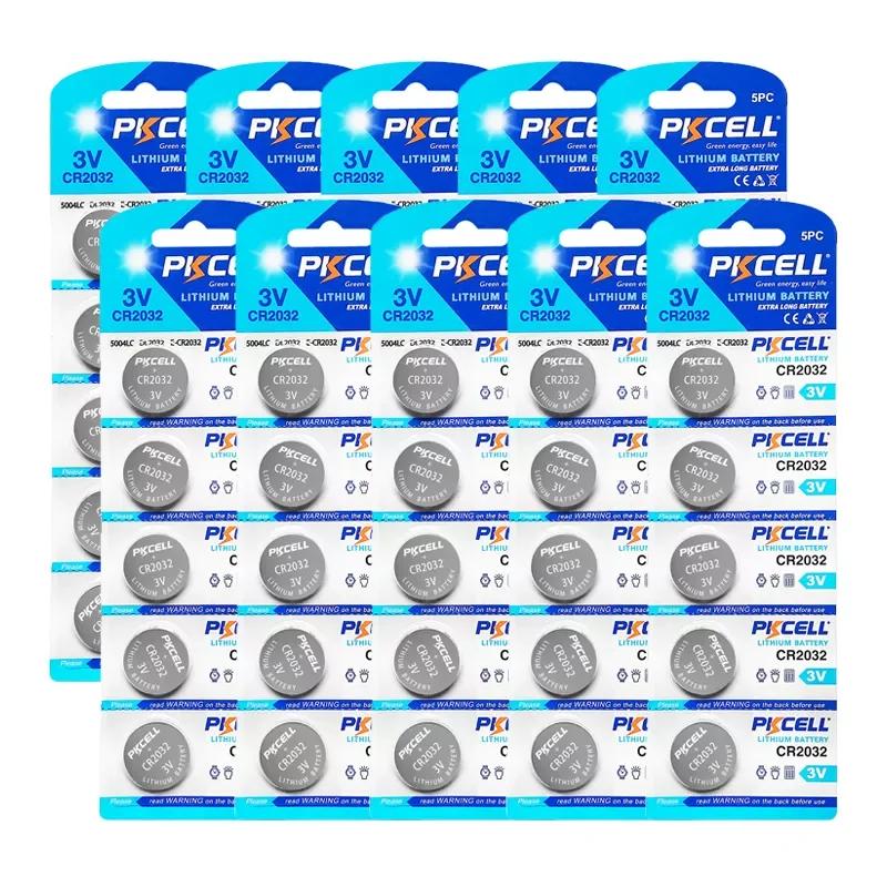 

NEW2023 50Pcs PKCELL 2032 battery cr2032 cr 2032 5004LC KL2032 SB-T15 3v Button Cell Coin Lithium Batteries for Watch Computer T