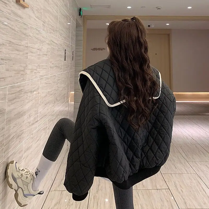 Winter Woman Fashion Elegant Noble Warm Cotton Jacket French Niche Style Retro Gentle Fairy Slim Big Collar Down Padded Jacket