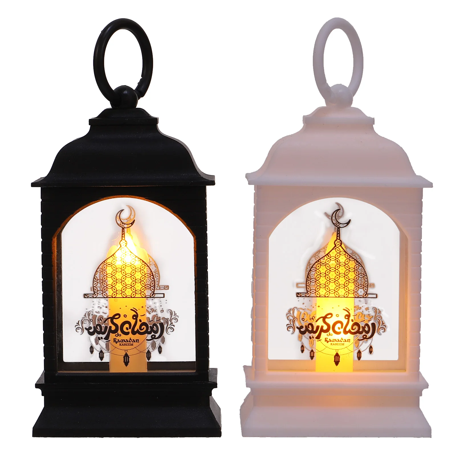

2 Pcs House Ornaments Mubarak Lantern White Home Decor Kareem Lamp Decoration Home Eid Lights LED Decorate Ramadan Lanterns