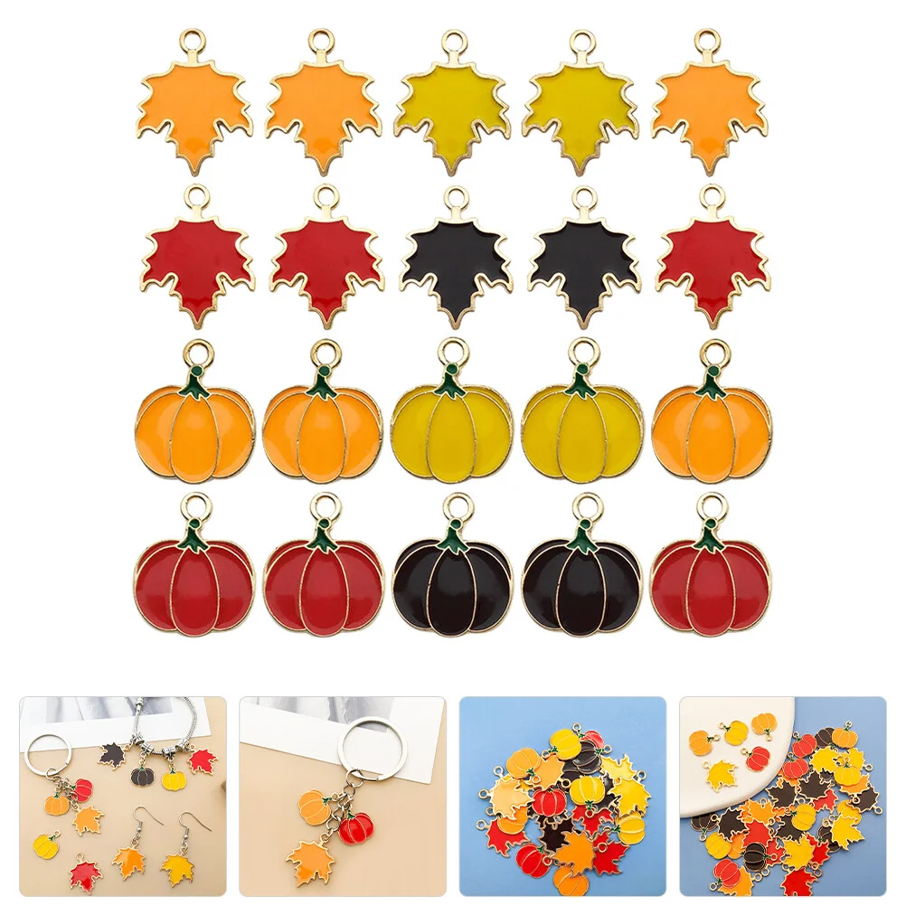 

32 Pcs Holiday Charms Bulk Jewelry Metal Pumpkin Halloween Leaf Zinc Alloy Making Earrings