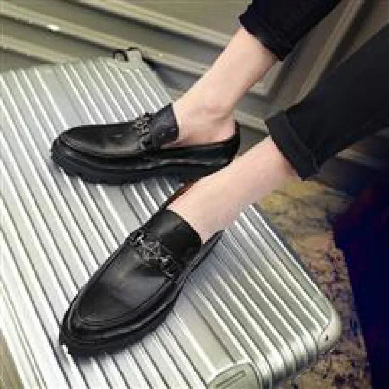 

Мужская обувь, деловая Повседневная Деловая одежда, черные кожаные туфли в Корейском стиле, мужские кожаные туфли с круглым носком, мужские свадебные туфли