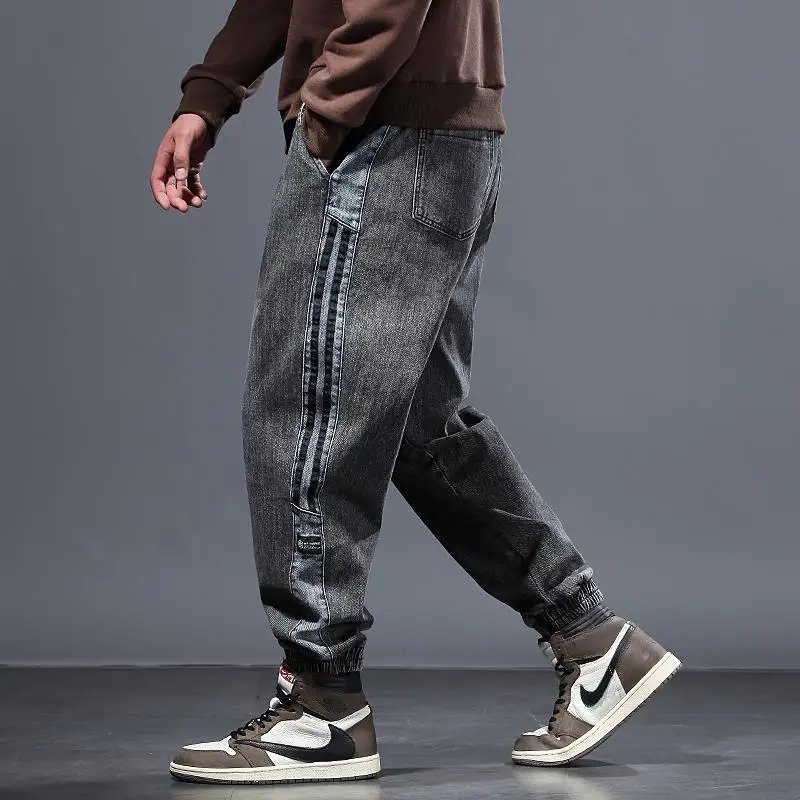 

Autumn And Winter Youth Jeans Men's Elastic Waist Plus Size Fat Work Loose Jeans For Men Clothing y2k Streetwear Male Pants