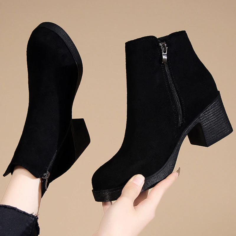

Women Platform Boots Women's Ankle Boots Autumn Fashion Elegant Faux Suede Elegant Concise Solid Colors High Heel Ankle Boots
