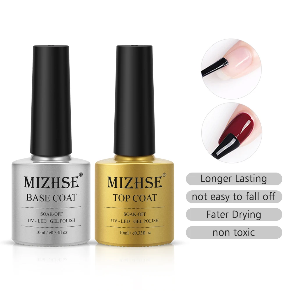 

MIZHSE 10ml Base Top Coat for Nail Gel Polish Protect Nails UV LED Lamp Varnishes Permanent Nail Art Soak off Gel Nail Polish