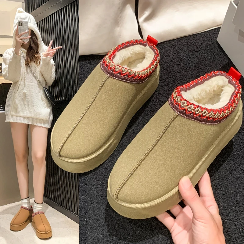 

New Winter Retro Women Snow Warm Suede Leather Lazy Loafers Boots Shoes Woman Lady Female Flat Bottine Botas Boots Mujer Shoes