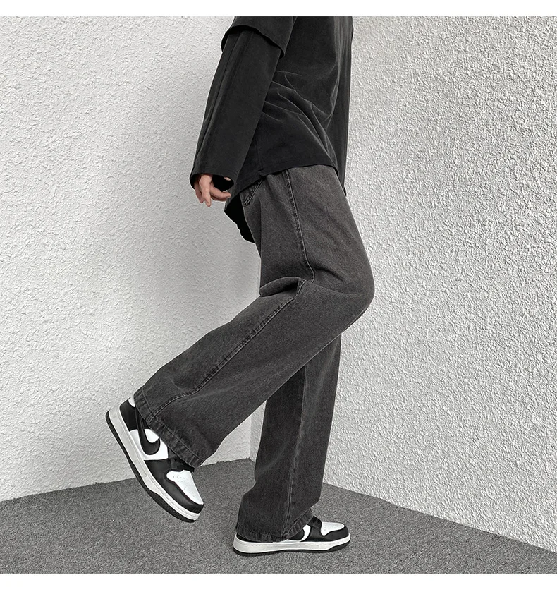 2022 Korea Baggy Wide-leg Jeans Men's Straight Casual Pants Quality Comfortable All-match Trousers Fashion Streetwear M~5XL