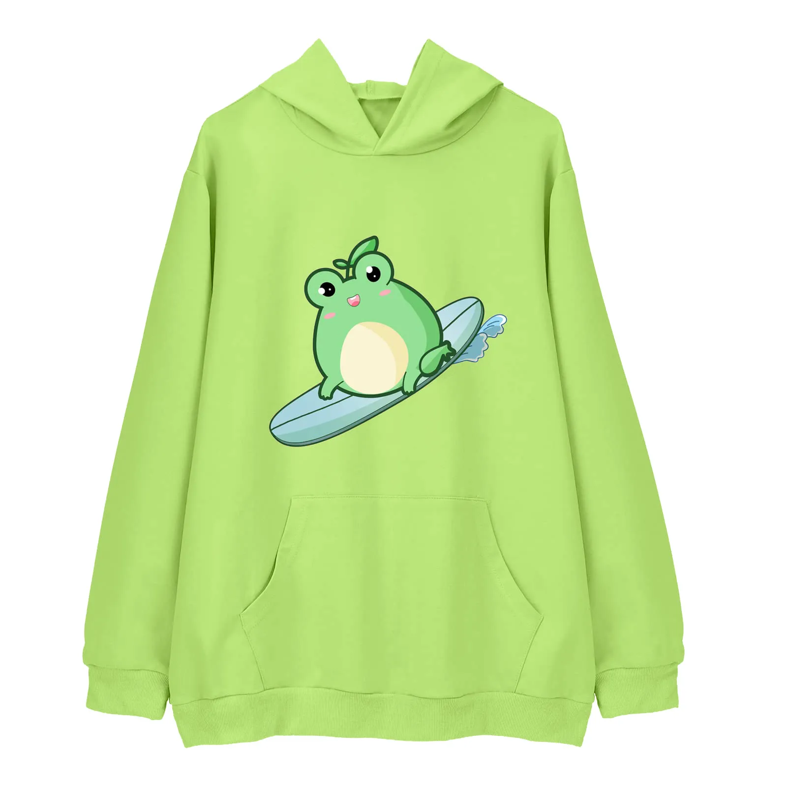 

Womens Sweatshirt Cute Frog Print Long Sleeve Hoodie Casual Top Hoodie Women Purple Blouse