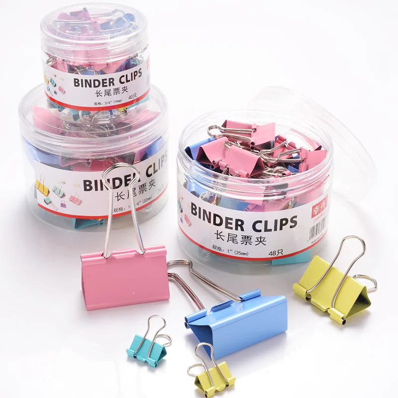

Color Binder Clip 15mm 60PCS/TUBE Multicolor Paper clips Document File Binder school office supplies