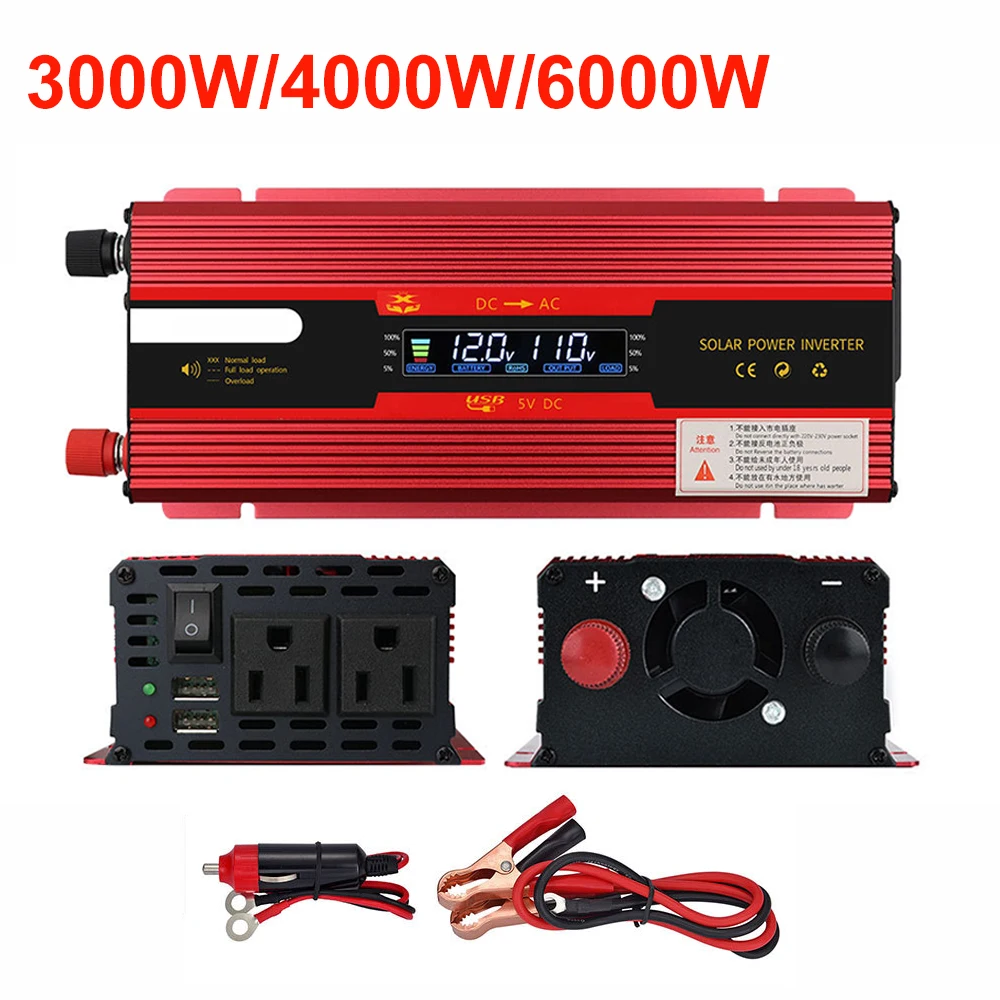 

6000W Car Power Inverter DC 12V To AC 110V Transformer with USB Universal Socket Charger Modified Sine Wave Inverter