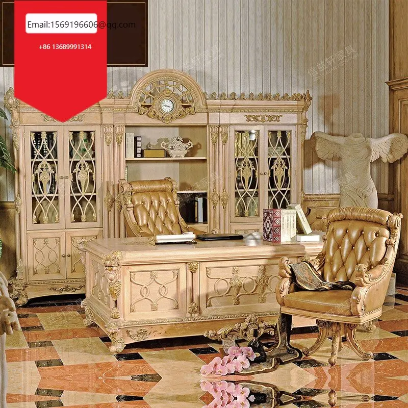 

Italian Palace European Solid Wood Desk Villa Luxury French Desk Furniture Custom Made