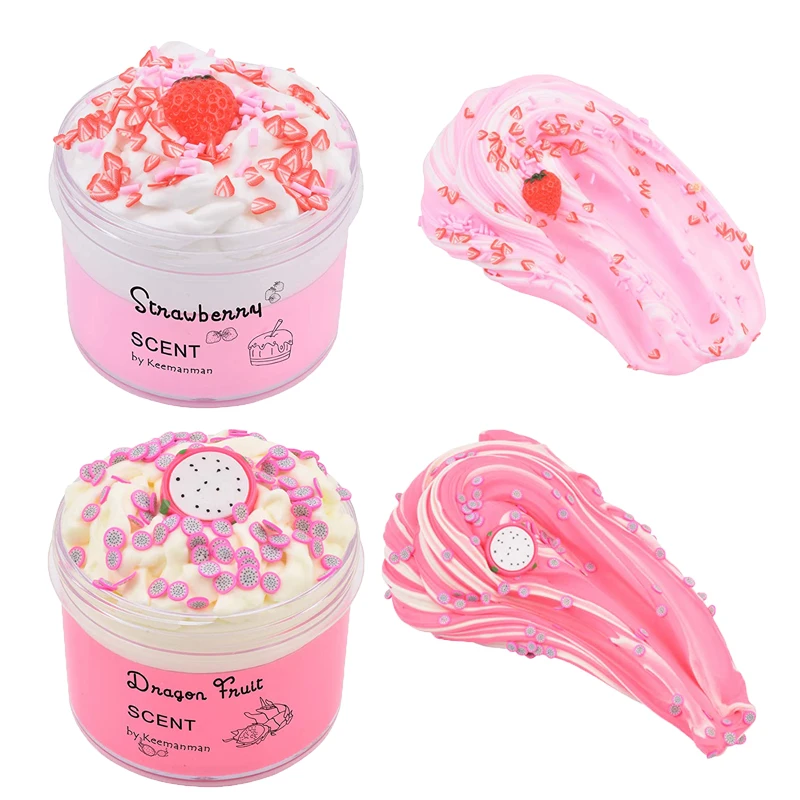

70-180ml Slime Fluffy Strawberry Butter Slime Charms Scented DIY Kit Girls Boys Antistress Toy Slimes For Kids Party Favor Gifts