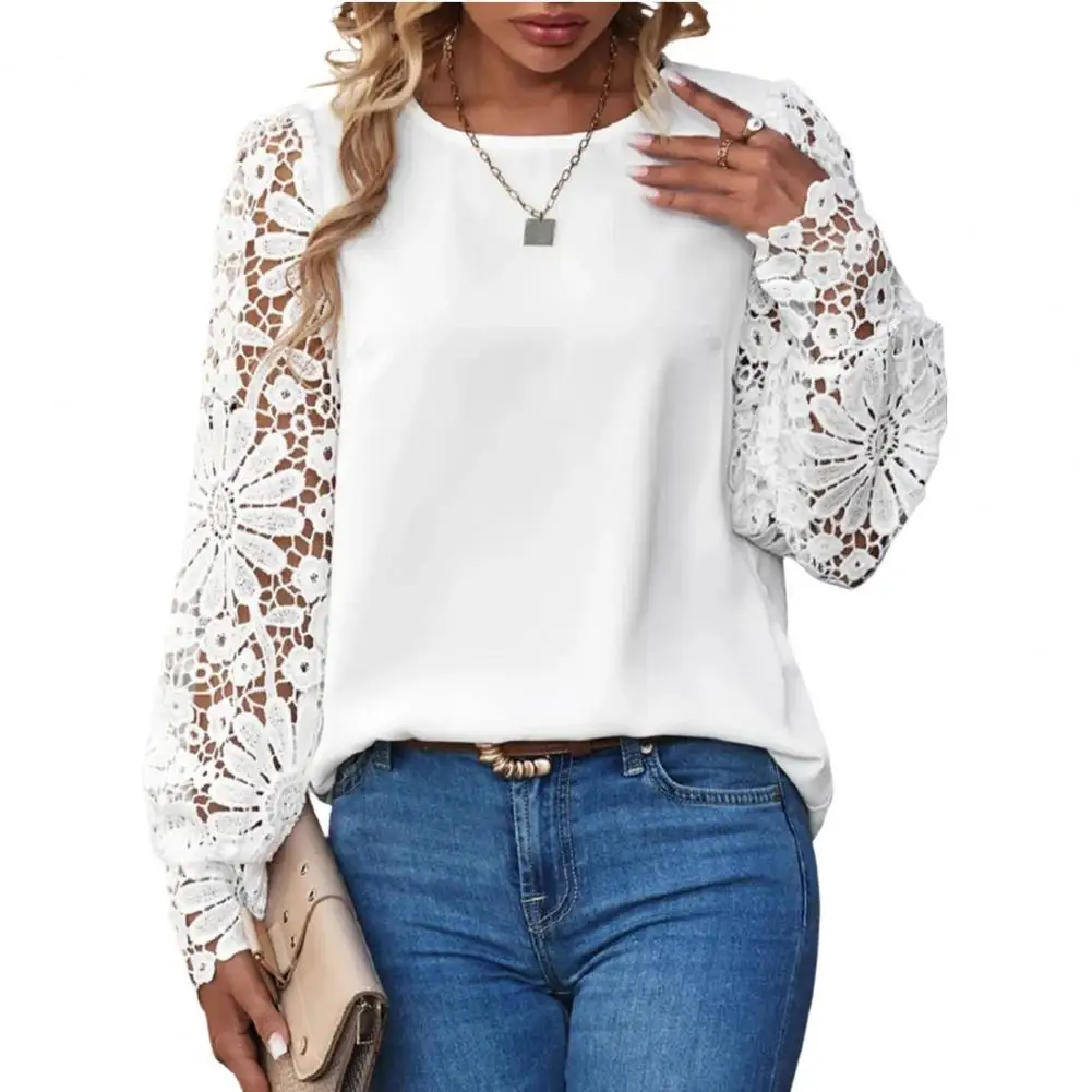 

Fashion Women Blouse Quick Drying Work Shirt Loose Fit Spring Autumn Solid Color Pullover Top Dressing Up