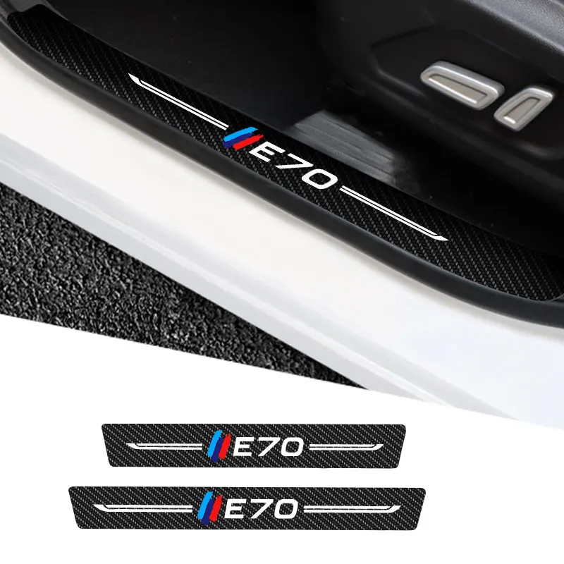 

4Pcs Car Stickers Threshold For BMW E70 E90 E60 E39 F01 F07 F10 F15 F16 E65 Logo Anti Scratch Door Sill Protector Protection