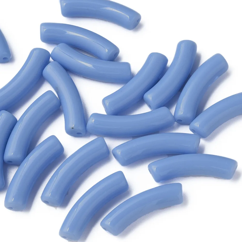 

500 г Непрозрачные Акриловые Бусины, изогнутая трубка небесно-голубого цвета, 32x10x8 мм, отверстие: 1,8 мм