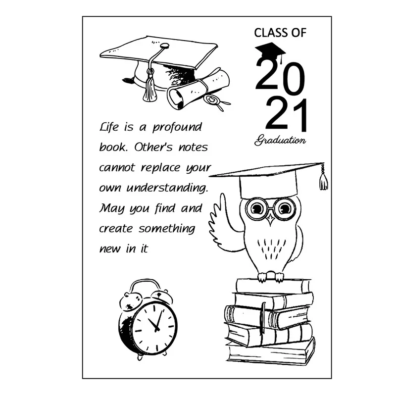 

Graduation Bachelor Owl Transparent Clear Silicone Stamp/Seal for DIY Scrapbooking/photo Album Decorative Clear Stamp Sheets