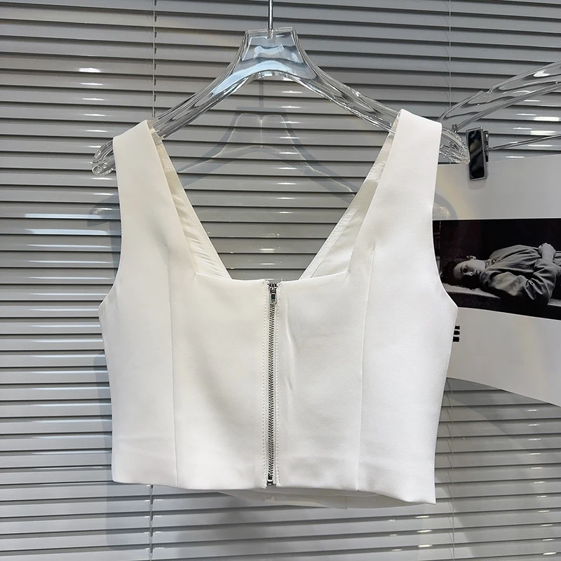 Женские костюмы с V-образным вырезом DEAT однотонные топы на молнии бантом и шорты